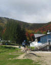 Levi hitting the little dirt jump in Killington's parking lot