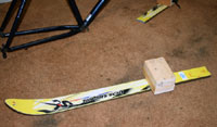 wood block on rear ski